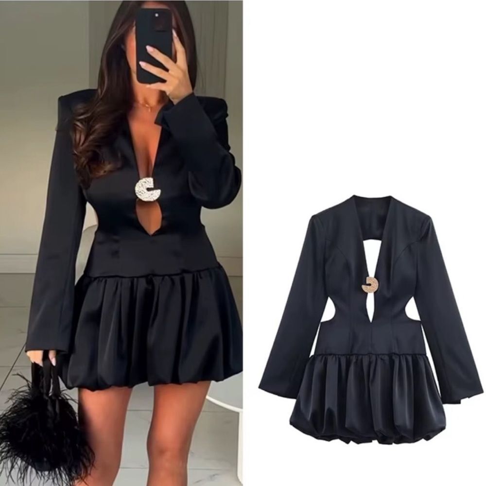 ZARA PUFFBALL MINI DRESS - Picture 4 of 16